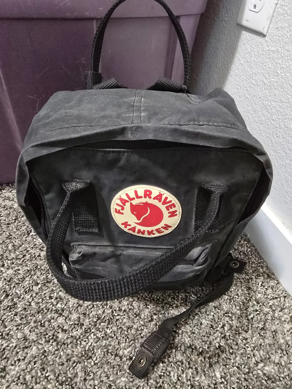 Fjallraven Black Backpack with Red Logo
